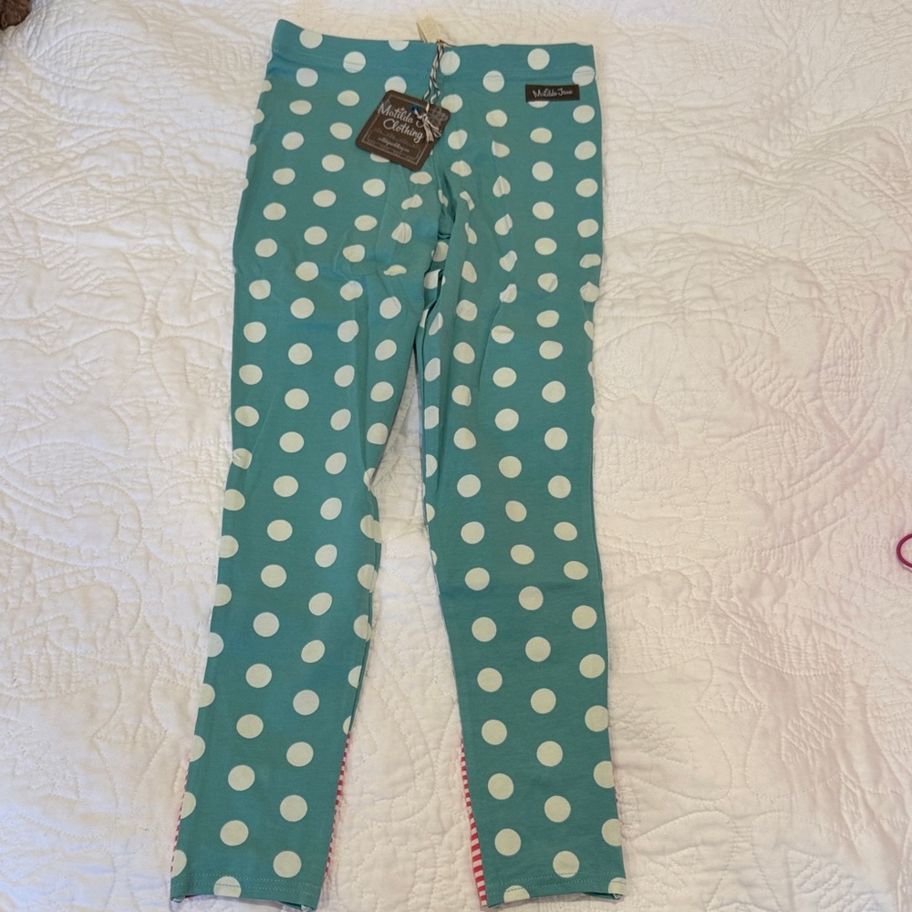 Matilda Jane Teal and White Polka Dot Leggings
